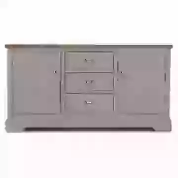 Parquet Oak Top/ Grey Painted Large 2 Door 3 Drawer Sideboard